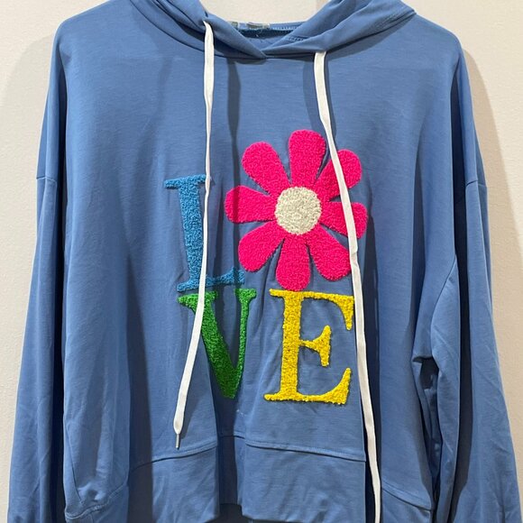 Made In Italy Tops - LOVE Flower Power Sweatshirt Hoodie Made In Italy Cotton Viscose